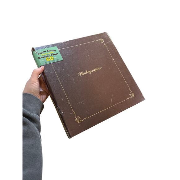 Photo Pro Bonded Leather Magnetic Photo Album 27 Pages NOS Brown Gold Trim - Picture 1 of 10